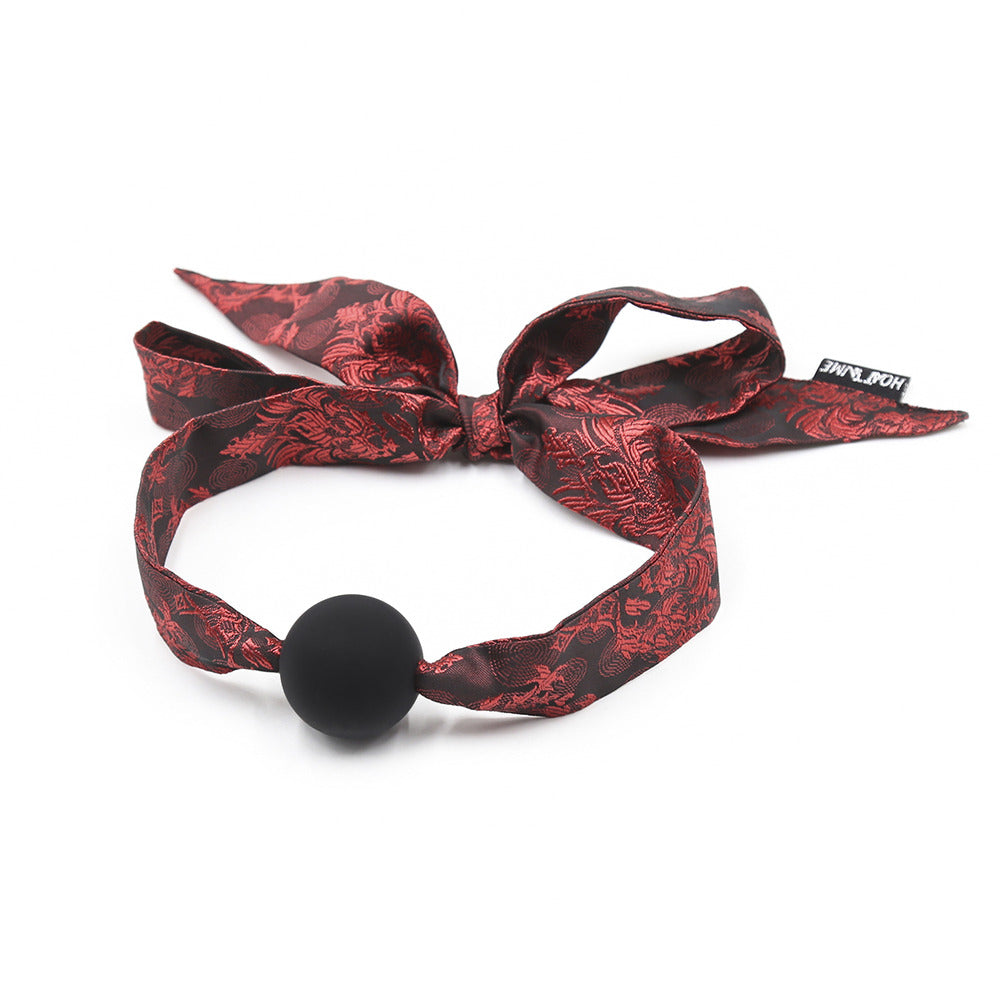 Naughty Toys Red Satin Ribbon Tie Ball Gag Secondary image