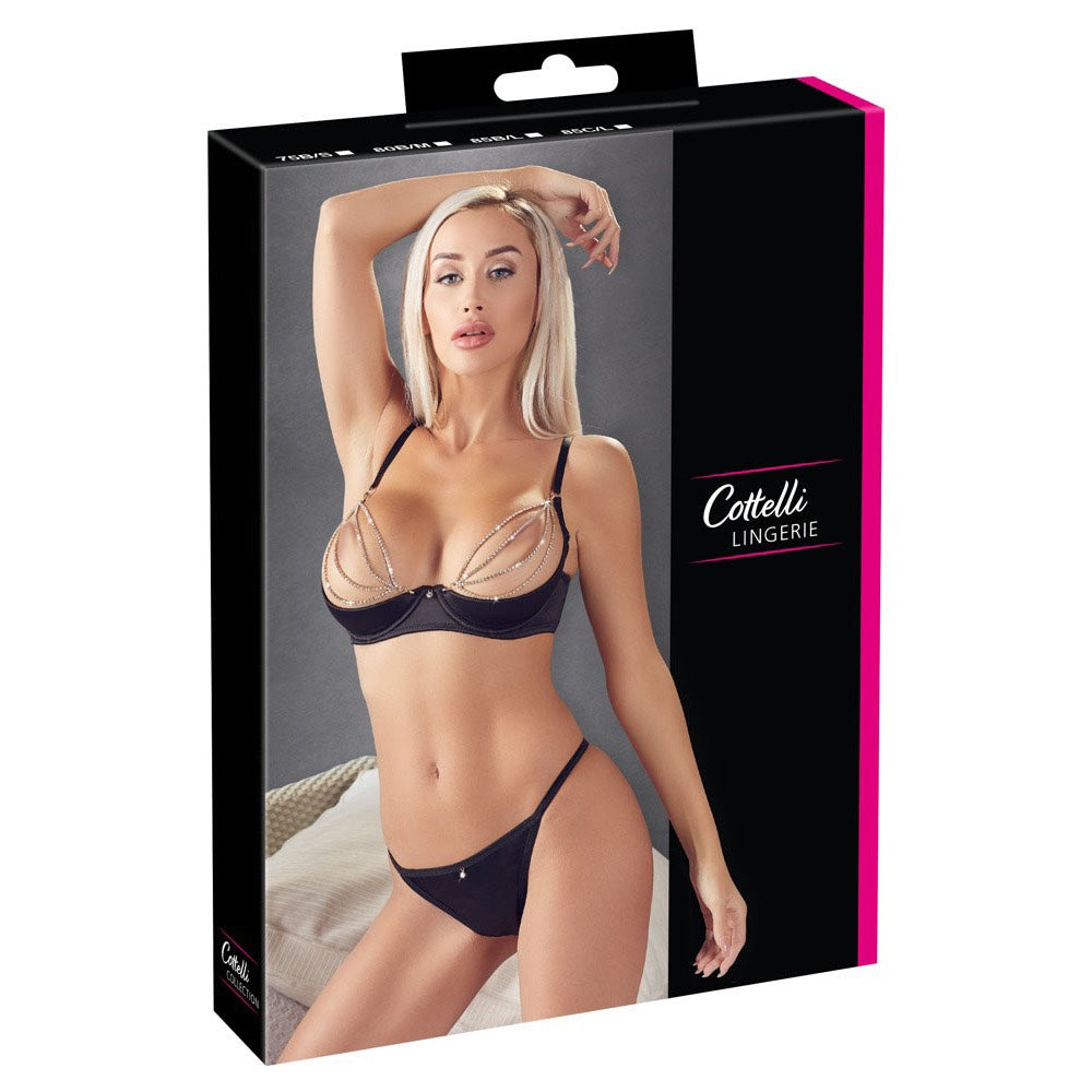 Cottelli Shelf Bra and String with Chain