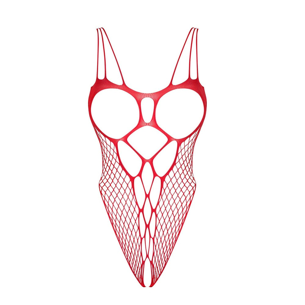 Plus Size Obsessive Extravagant Crotchless Teddy Red