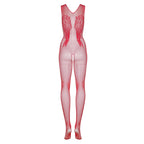Plus Size Obsessive Red Knitted Floral Bodystocking