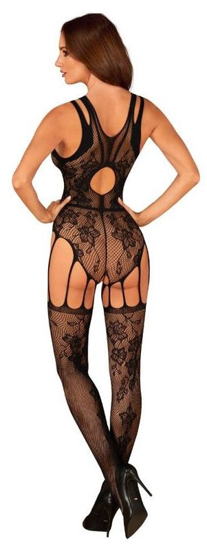 Obsessive F239 Floral Patterned Bodystocking Black O/S - image 6
