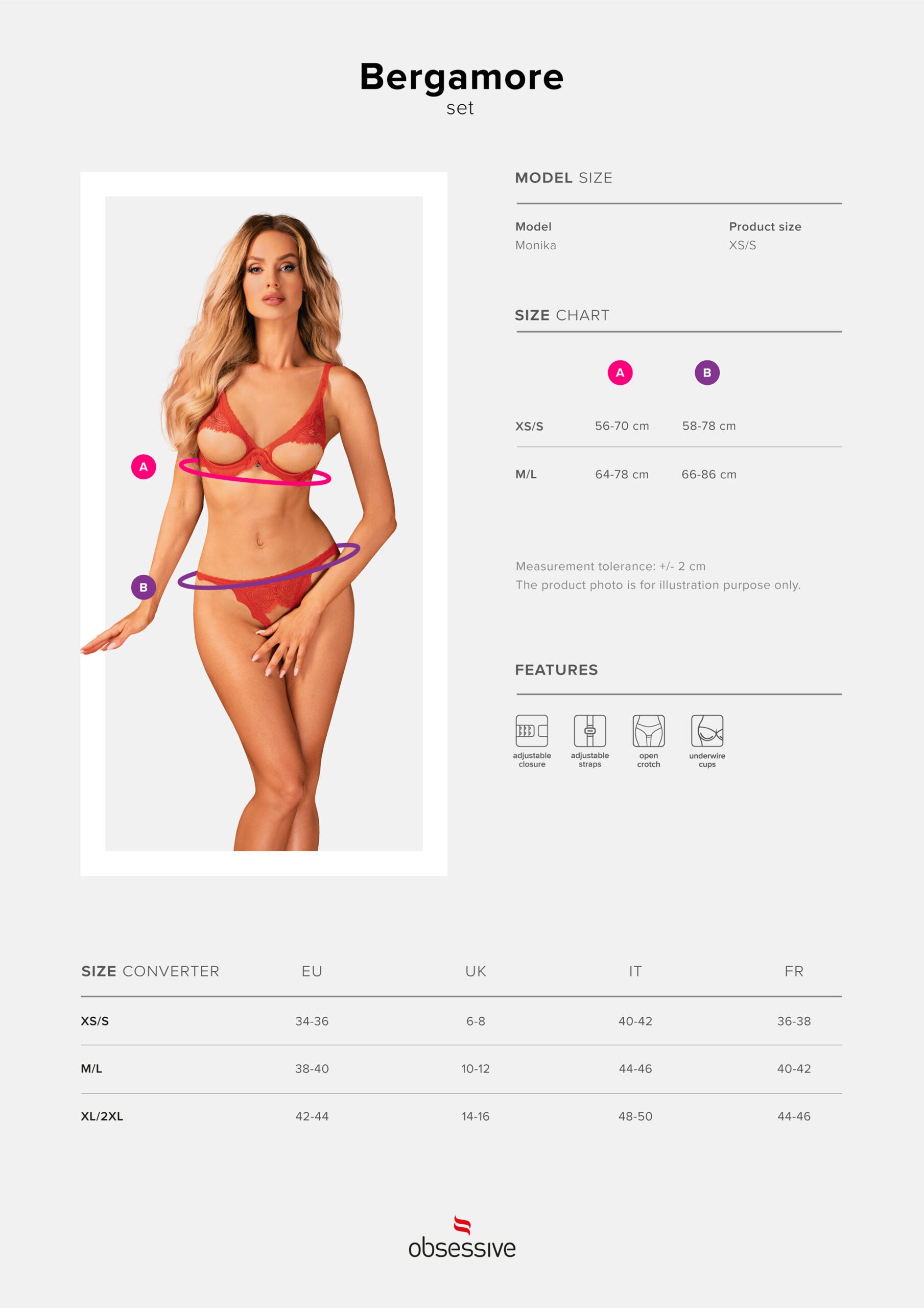 Obsessive Bergamore Bra and Thong Red - image 3