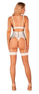 Obsessive S814 Beige Stockings with White Hem - image 5