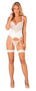 Obsessive S814 Beige Stockings with White Hem - image 4
