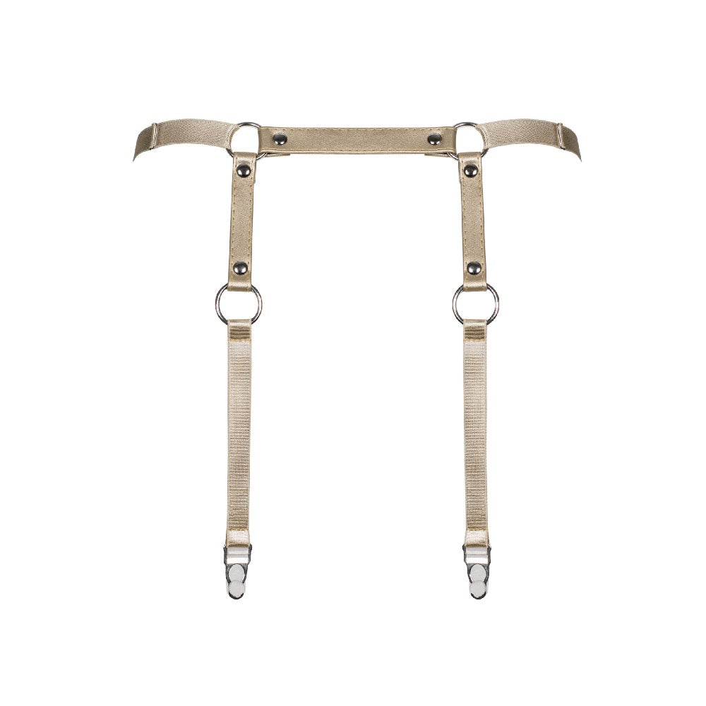 Obsessive Faux Leather Harness Garter Belt Gold