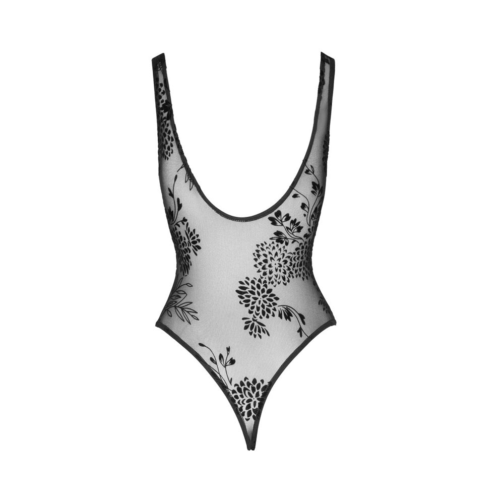 Noir Handmade Tulle Body with Patterned Flock Embroidery - image 4