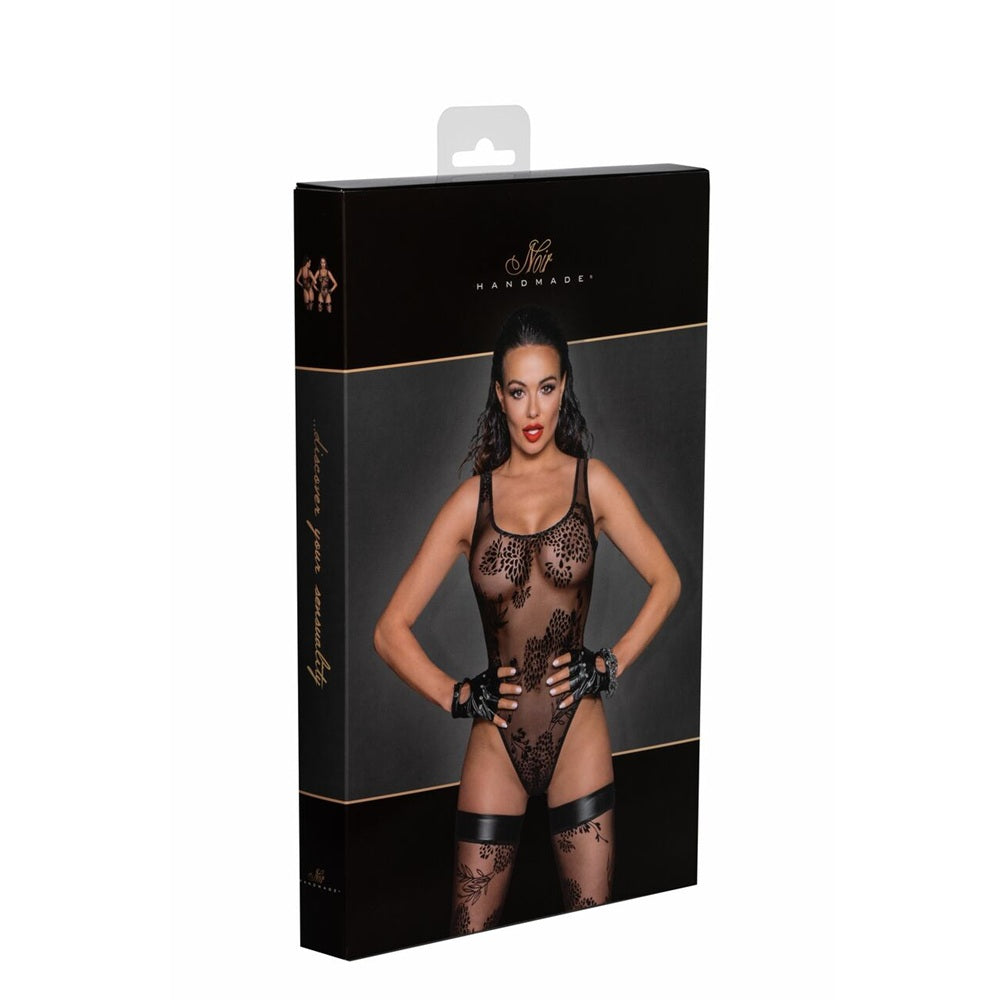 Noir Handmade Tulle Body with Patterned Flock Embroidery - image 9