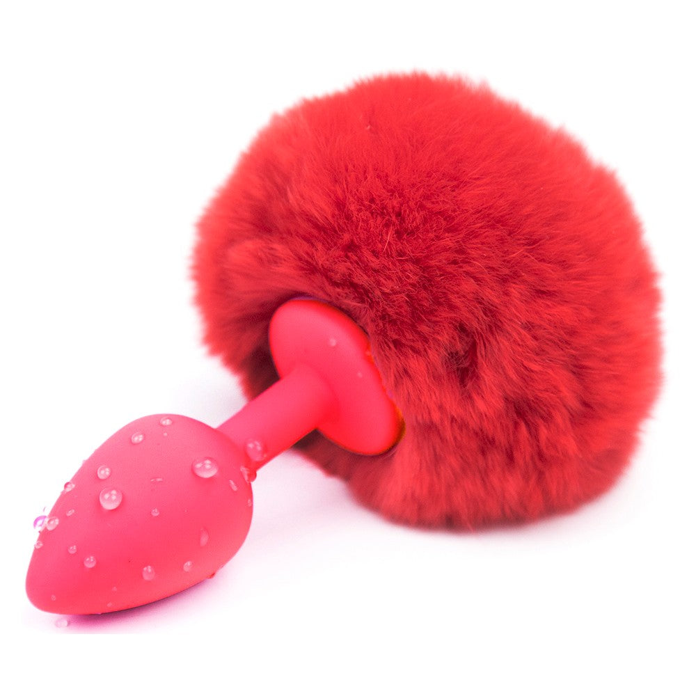 Naughty Toys Red Silicone Bunny Tail Butt Plug SMALL Κύρια εικόνα προϊόντος