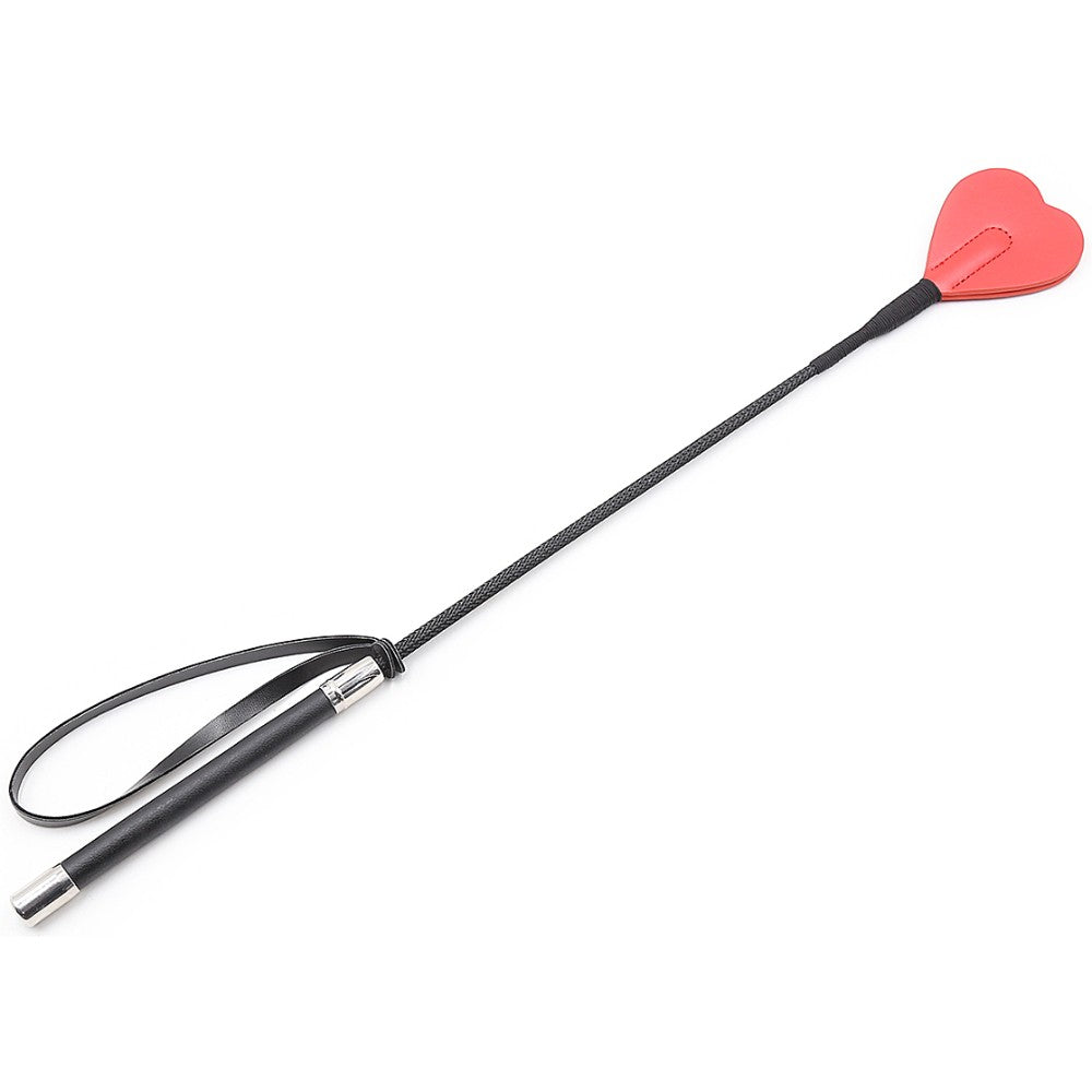 BDSM Spanking crop with RED Leather Heart shape slapper 60 cm Κύρια εικόνα προϊόντος