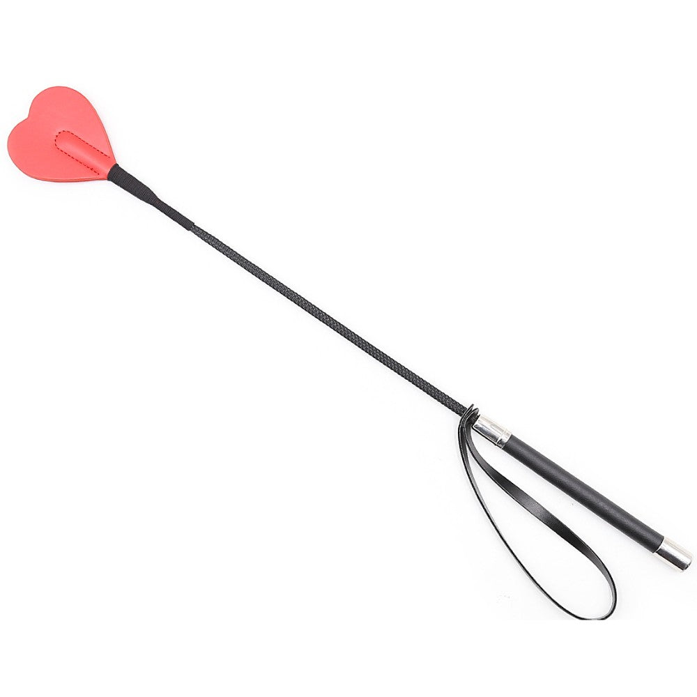 BDSM Spanking crop with RED Leather Heart shape slapper 60 cm - image 3