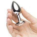 SMALL heart base metal butt plug Dark Pink 7 cm - image 3