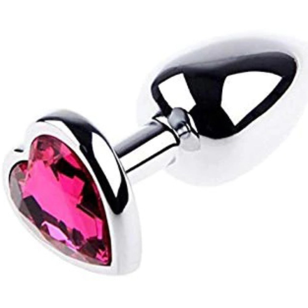 SMALL heart base metal butt plug Dark Pink 7 cm - image 2