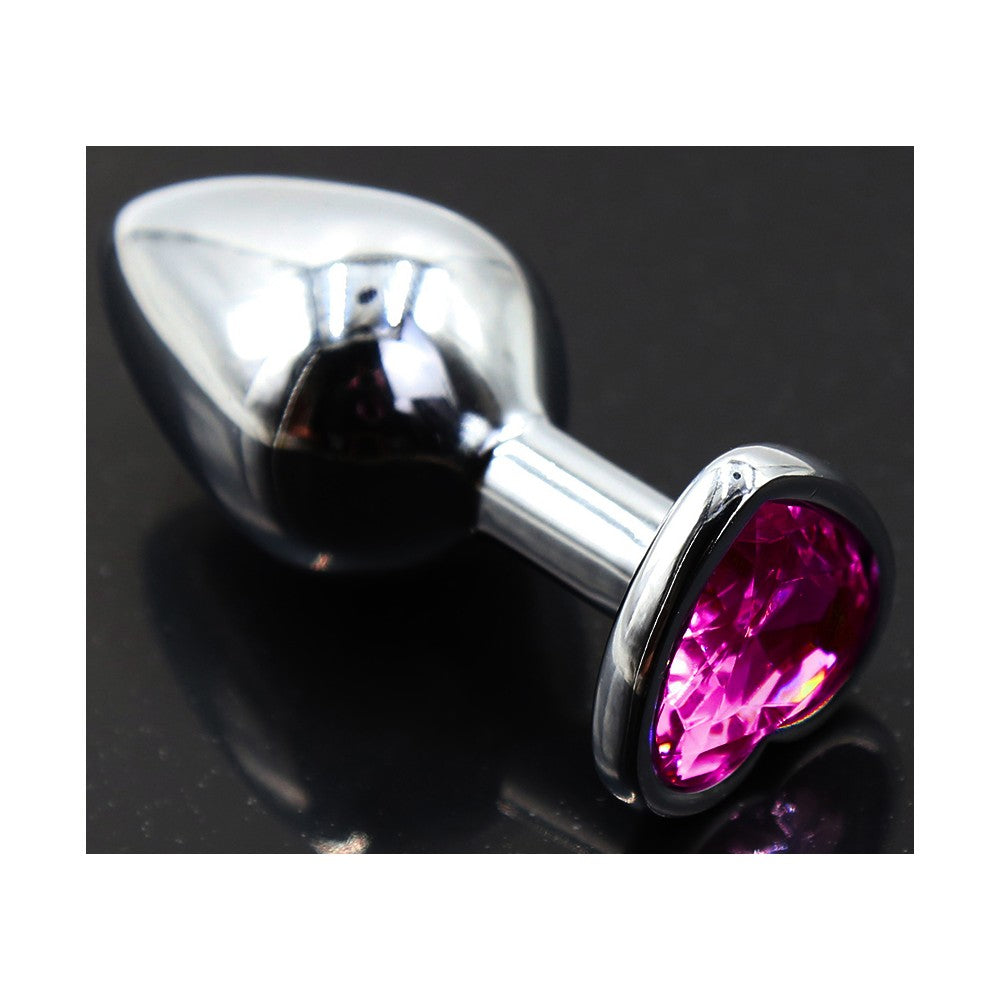 SMALL heart base metal butt plug Dark Pink 7 cm - image 6