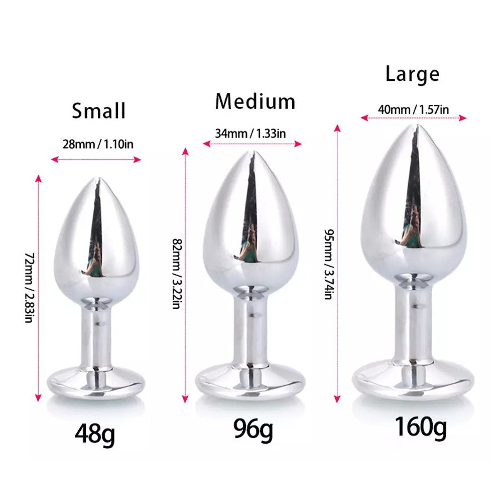 Grey white tipped faux fur Fox tail metal butt plug LARGE - image 3