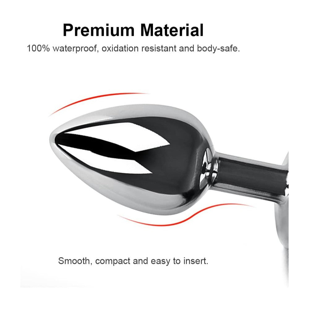 Grey white tipped faux fur Fox tail metal butt plug MEDIUM - image 6