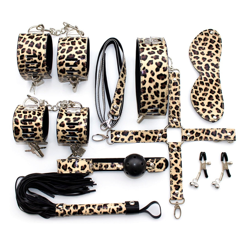 Leopard Master and Slave Bondage set with 8 toys Main image