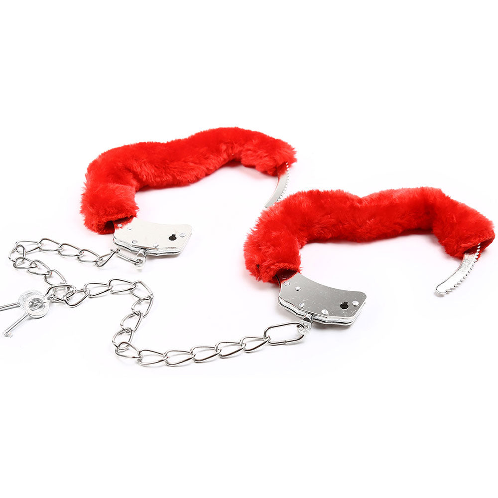 Naughty Toys Red Furry Ankle and or Wrist Cuffs Secondary image