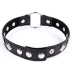 One size adjustable black faux leather studded neck collar - image 2