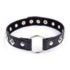 One size adjustable black faux leather studded neck collar