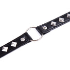 One size adjustable black faux leather studded neck collar - image 3