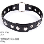 One size adjustable black faux leather studded neck collar - image 4