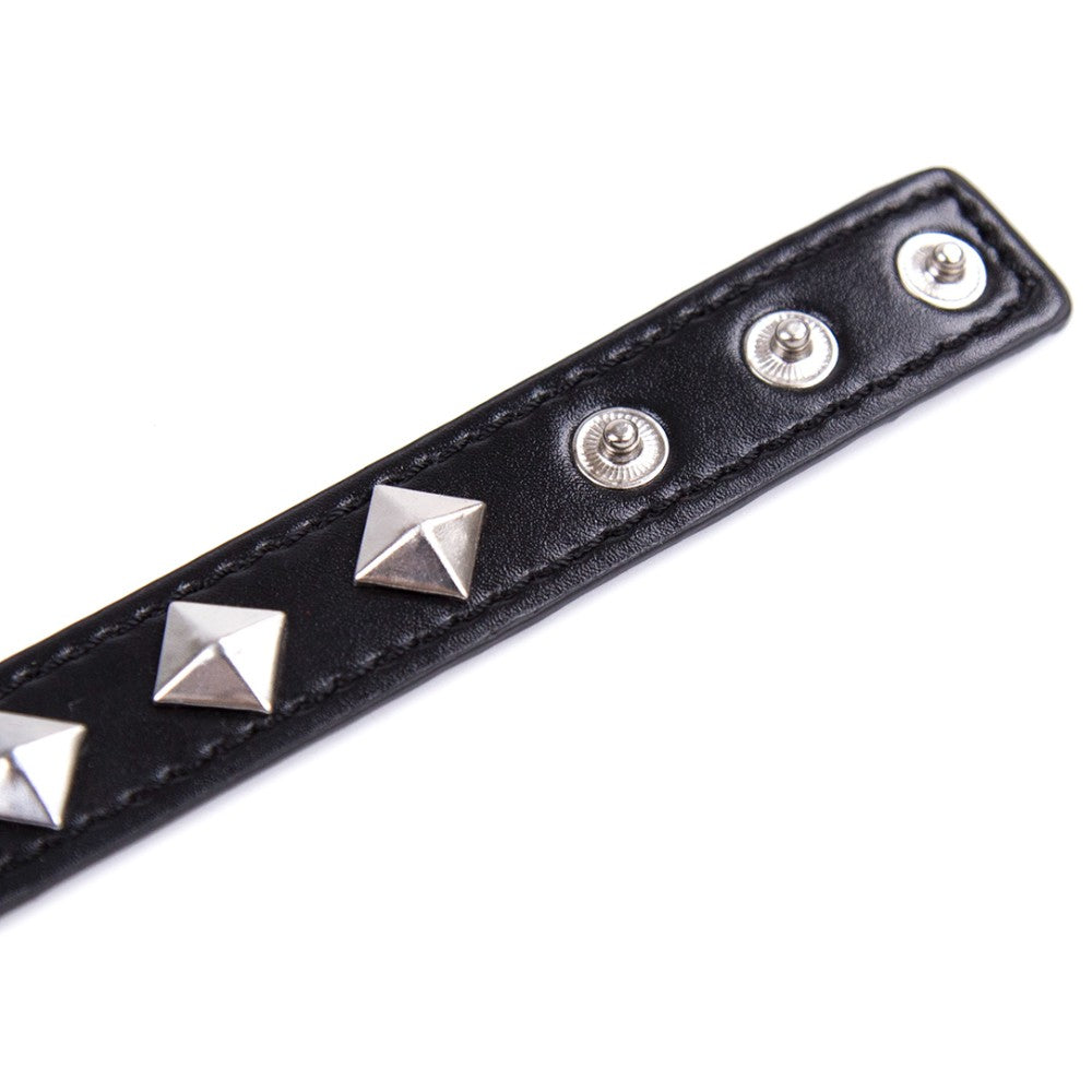 One size adjustable black faux leather studded neck collar - image 5