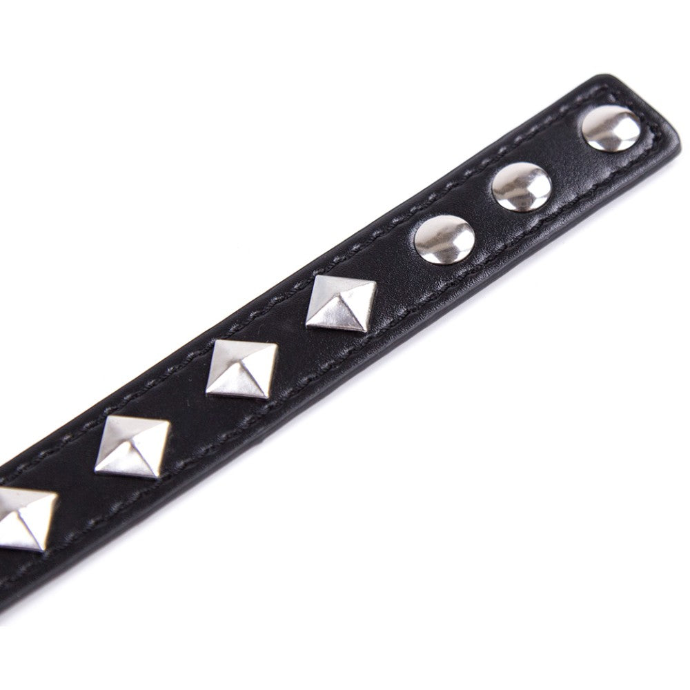 One size adjustable black faux leather studded neck collar - image 6