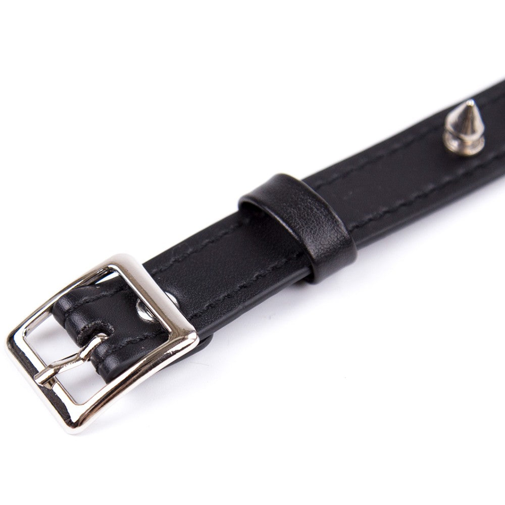 Adjustable leather neck collar choker with metal spikes - image 4