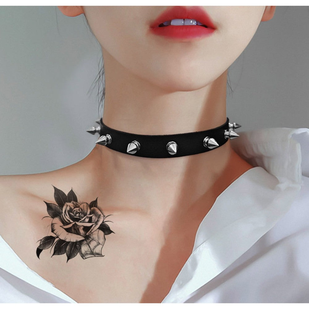 Adjustable leather neck collar choker with metal spikes - image 6