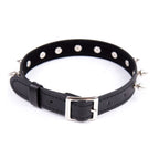Adjustable leather neck collar choker with metal spikes - image 2
