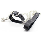 Cock ring with metal chain leash