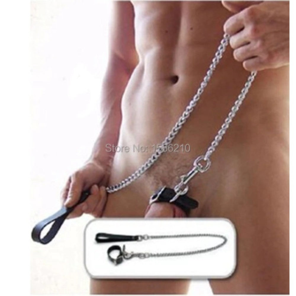 Cock ring with metal chain leash - image 3
