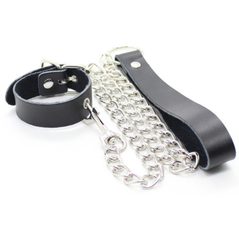 Cock ring with metal chain leash - image 4