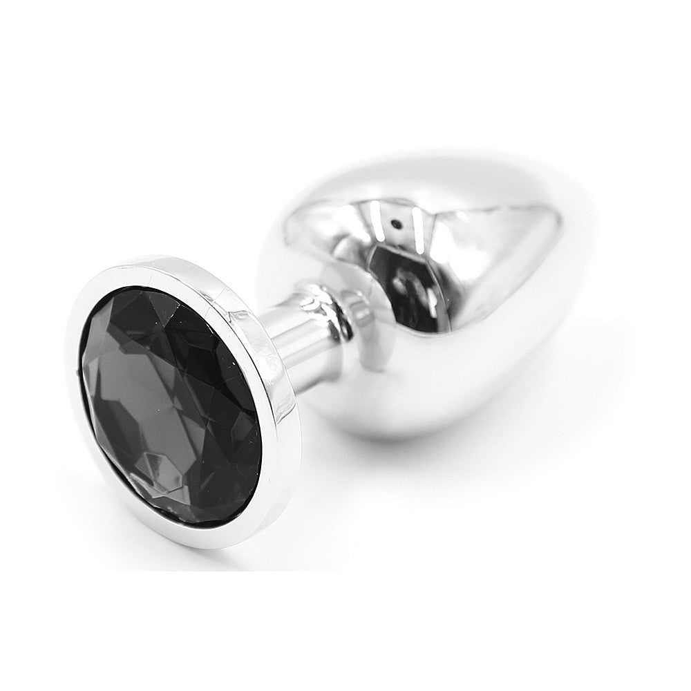 Jeweled Metal Butt Plug MEDIUM BLACK 8 cm