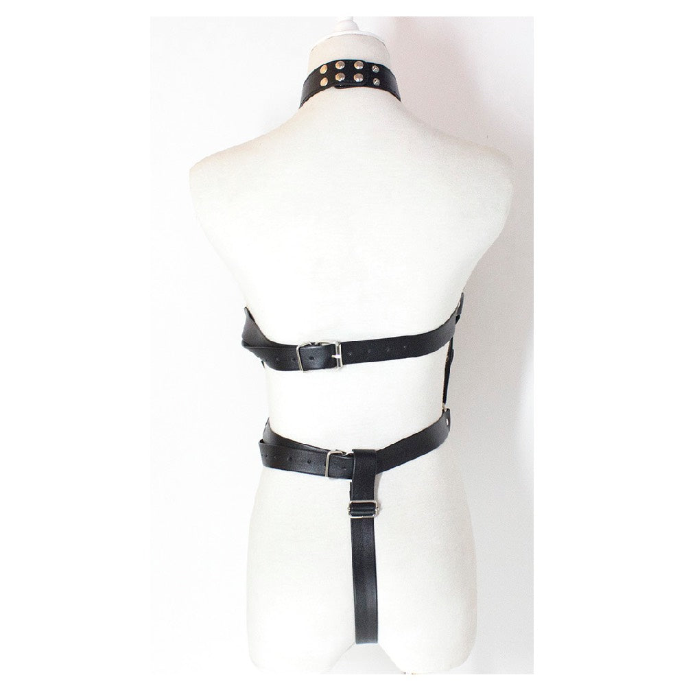 Naughty Toys Faux Leather Strappy Harness with Open Cups OS - image 4