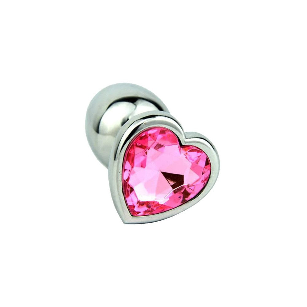LARGE heart base metal butt plug Dark Pink 9 cm Δευτερεύουσα εικόνα προϊόντος