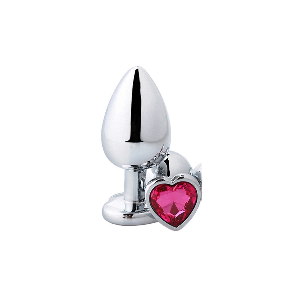 MEDIUM Heart Base Metal butt plug Dark Pink 8 cm - image 2