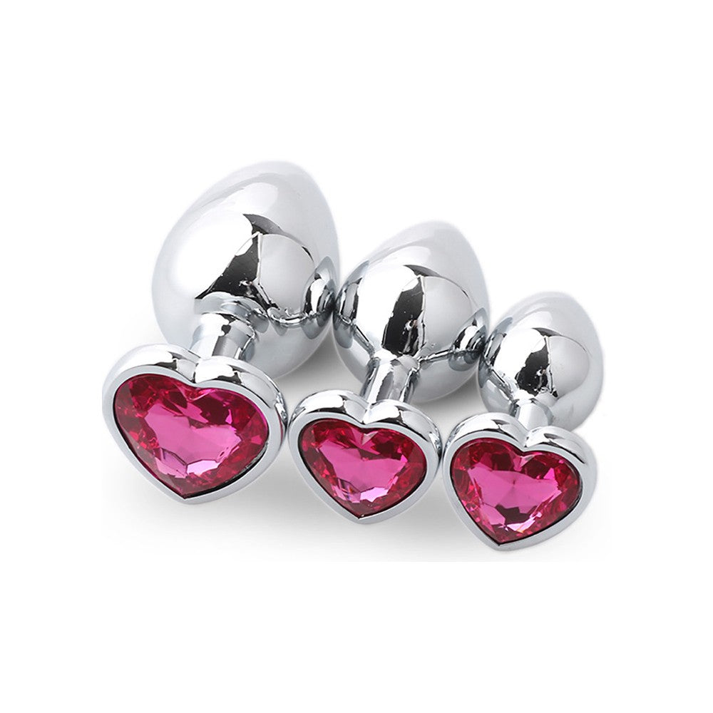 MEDIUM Heart Base Metal butt plug Dark Pink 8 cm - image 4