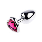 MEDIUM Heart Base Metal butt plug Dark Pink 8 cm