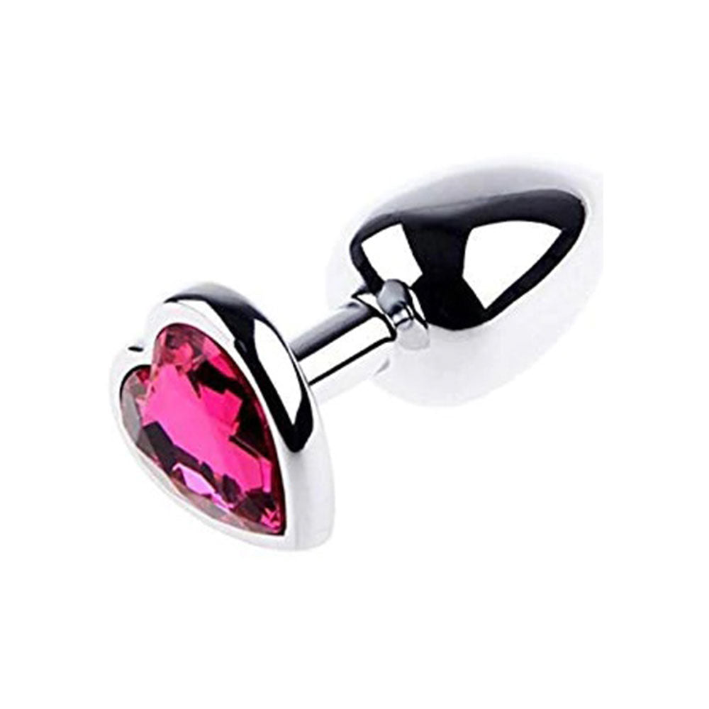 MEDIUM Heart Base Metal butt plug Dark Pink 8 cm