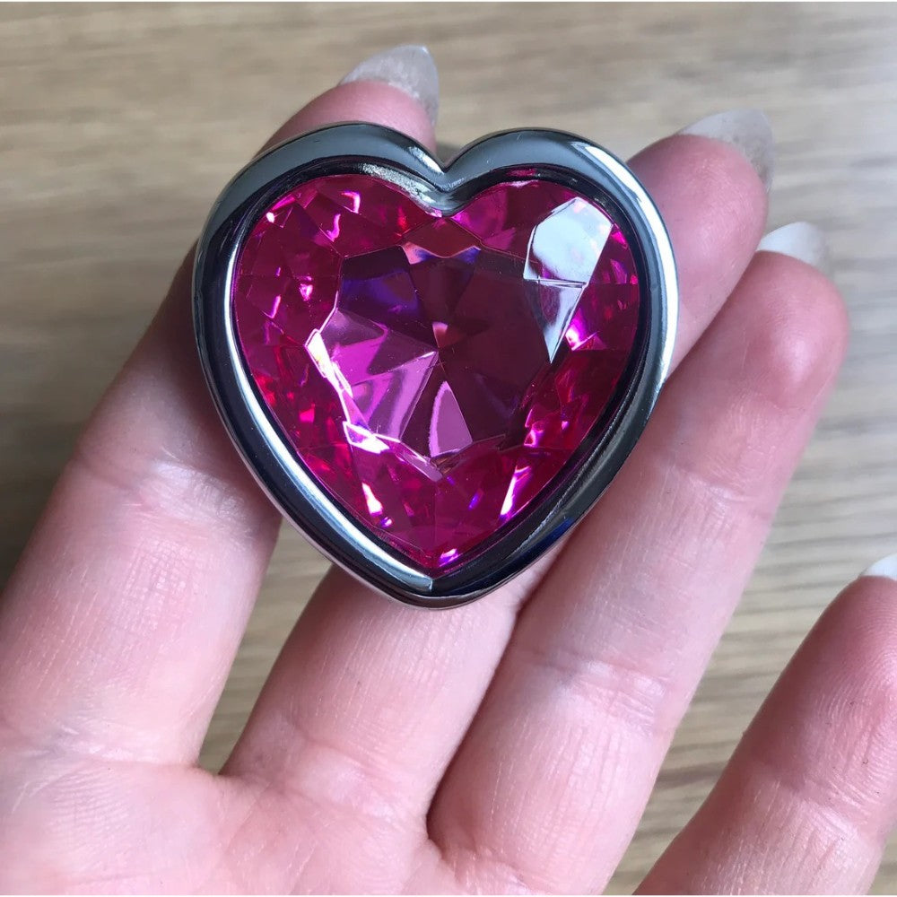 MEDIUM Heart Base Metal butt plug Dark Pink 8 cm - image 8