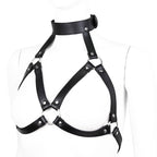 Fetish fashion leather body chest straps harness bra