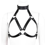Fetish fashion leather body chest straps harness bra - image 7