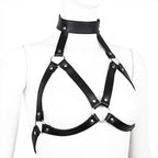 Fetish fashion leather body chest straps harness bra - image 8