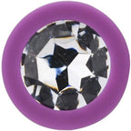 Small PURPLE silicone butt plug with CLEAR Jewel - image 5