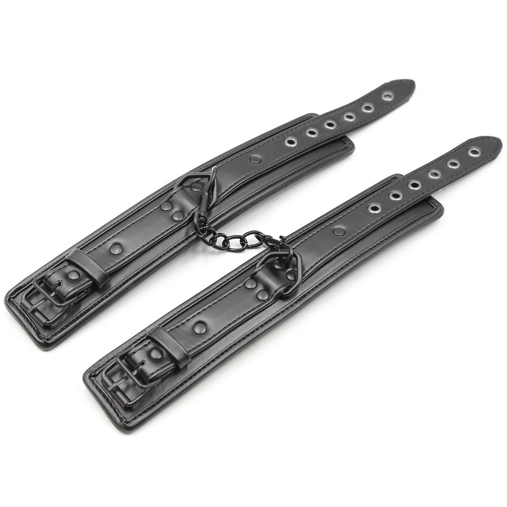 Naughty Toys ONE SIZE leather adjustable Wrist Cuffs BLACK - image 4