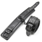 Naughty Toys ONE SIZE leather adjustable Wrist Cuffs BLACK