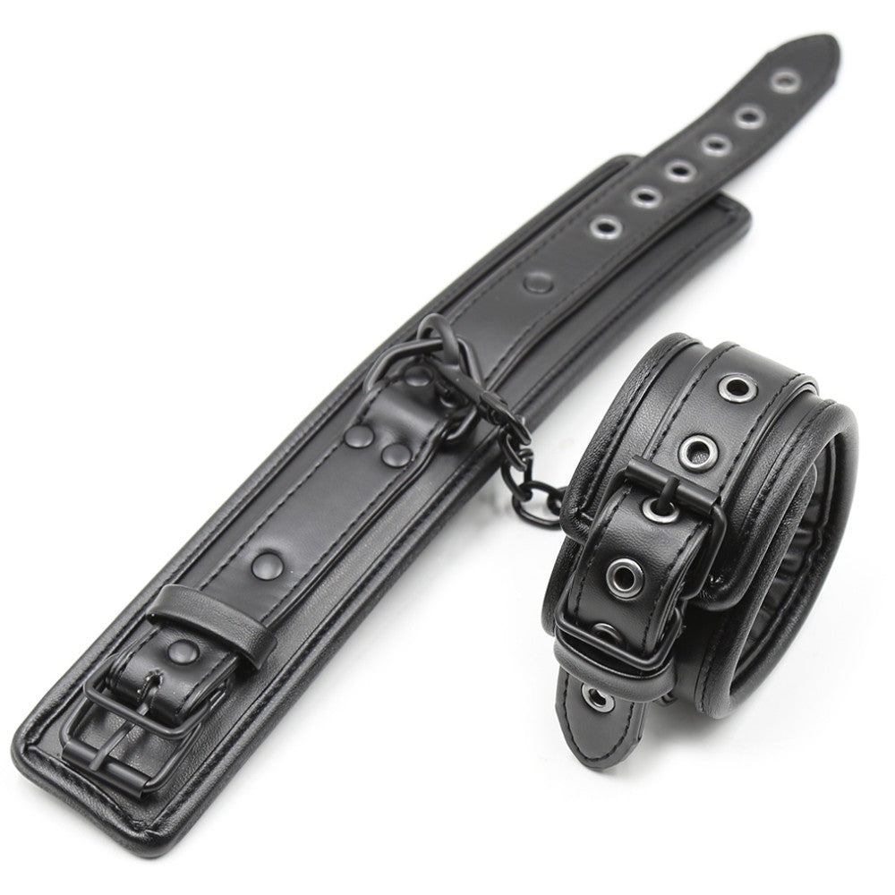 Naughty Toys ONE SIZE leather adjustable Wrist Cuffs BLACK