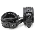 Naughty Toys ONE SIZE leather adjustable Wrist Cuffs BLACK - image 2