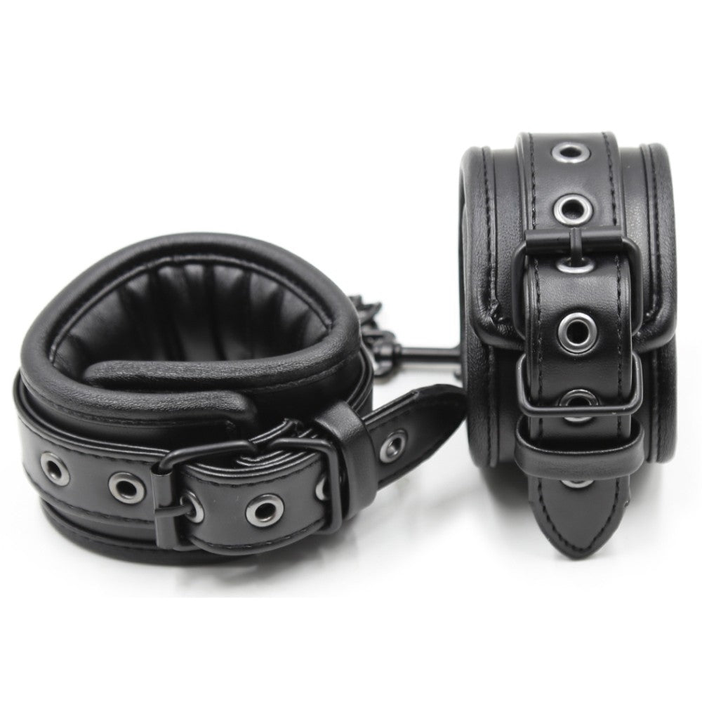 Naughty Toys ONE SIZE leather adjustable Wrist Cuffs BLACK - image 2
